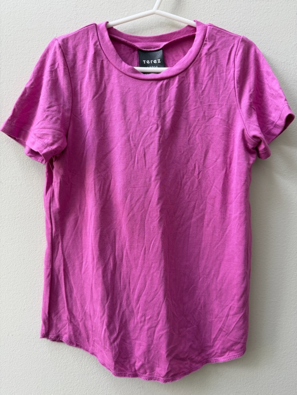Terez Girls Large fits like 6/8 Short Sleeve Crewneck Tee Pink Soft Comfortable